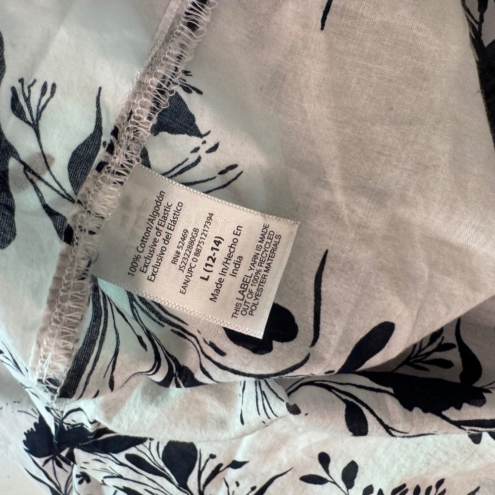 Joyspun Women Floral Cotton Nightgown White Black Lace Trim Sleep Dress Size L - Picture 8 of 8